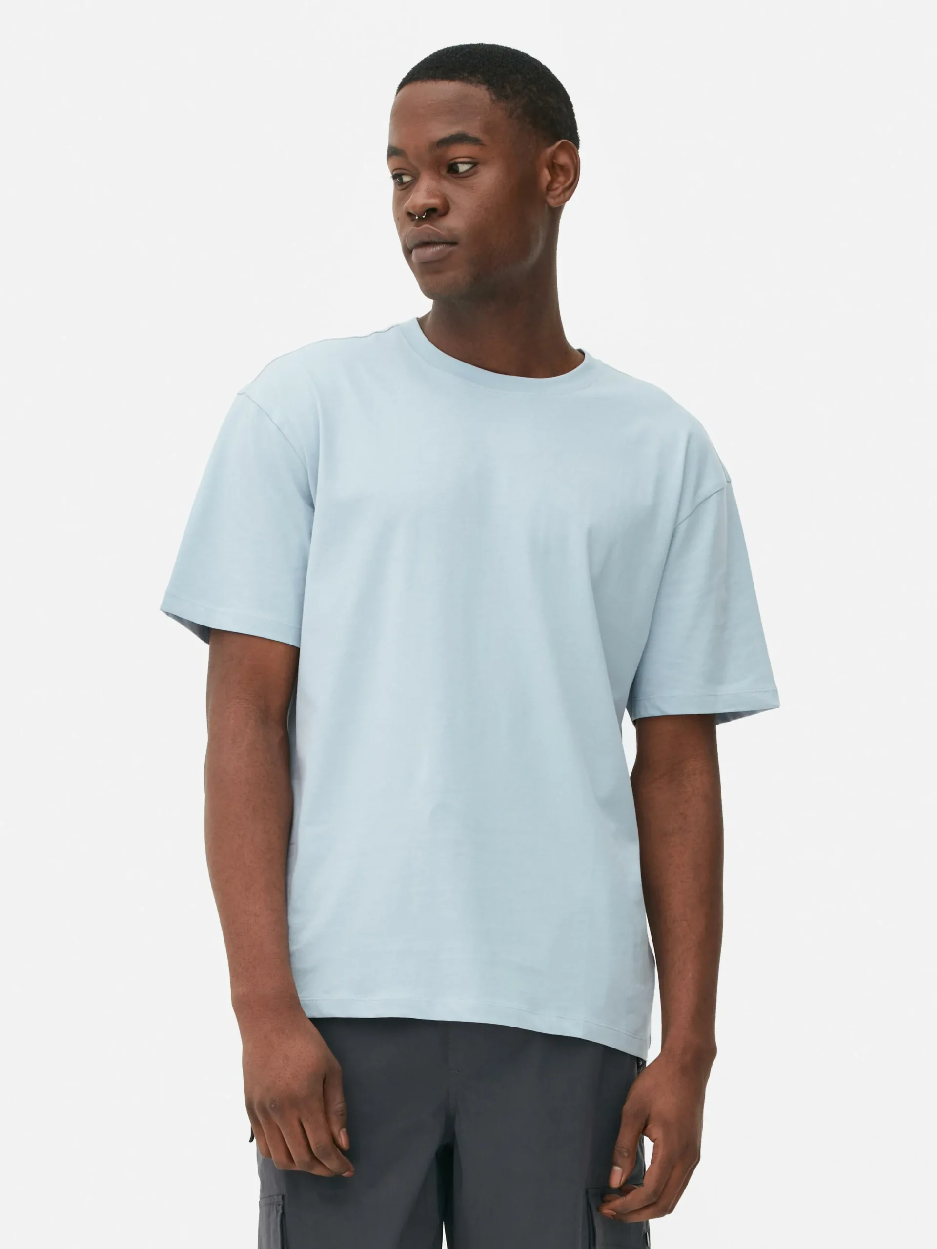 Tops Und T-Shirts|Primark Lässiges Baumwoll-T-Shirt Hellblau