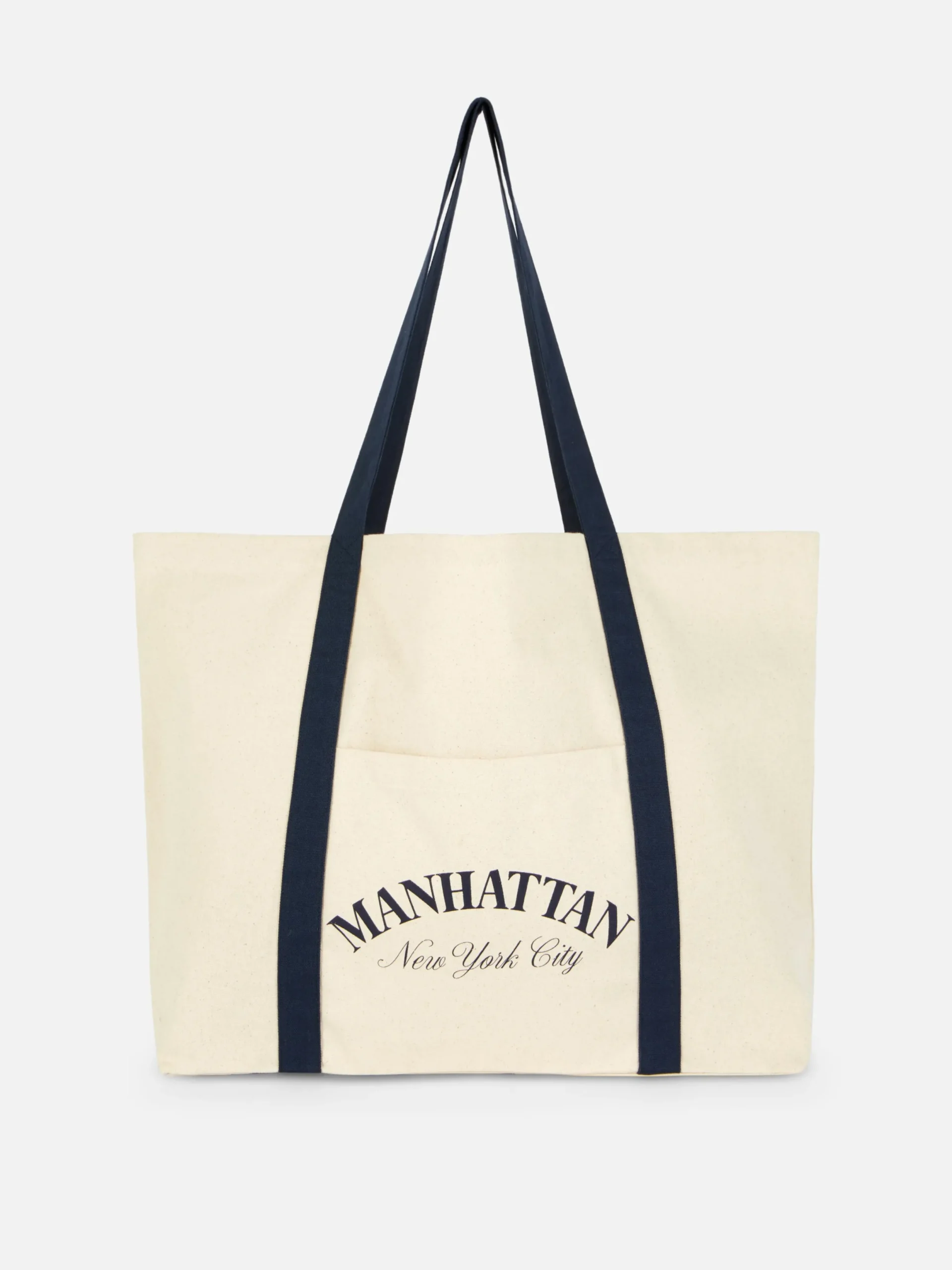 Taschen Und Portemonnaies|Primark „Manhattan“ Canvas-Tragetasche Im Oversized-Look Ecrufarben