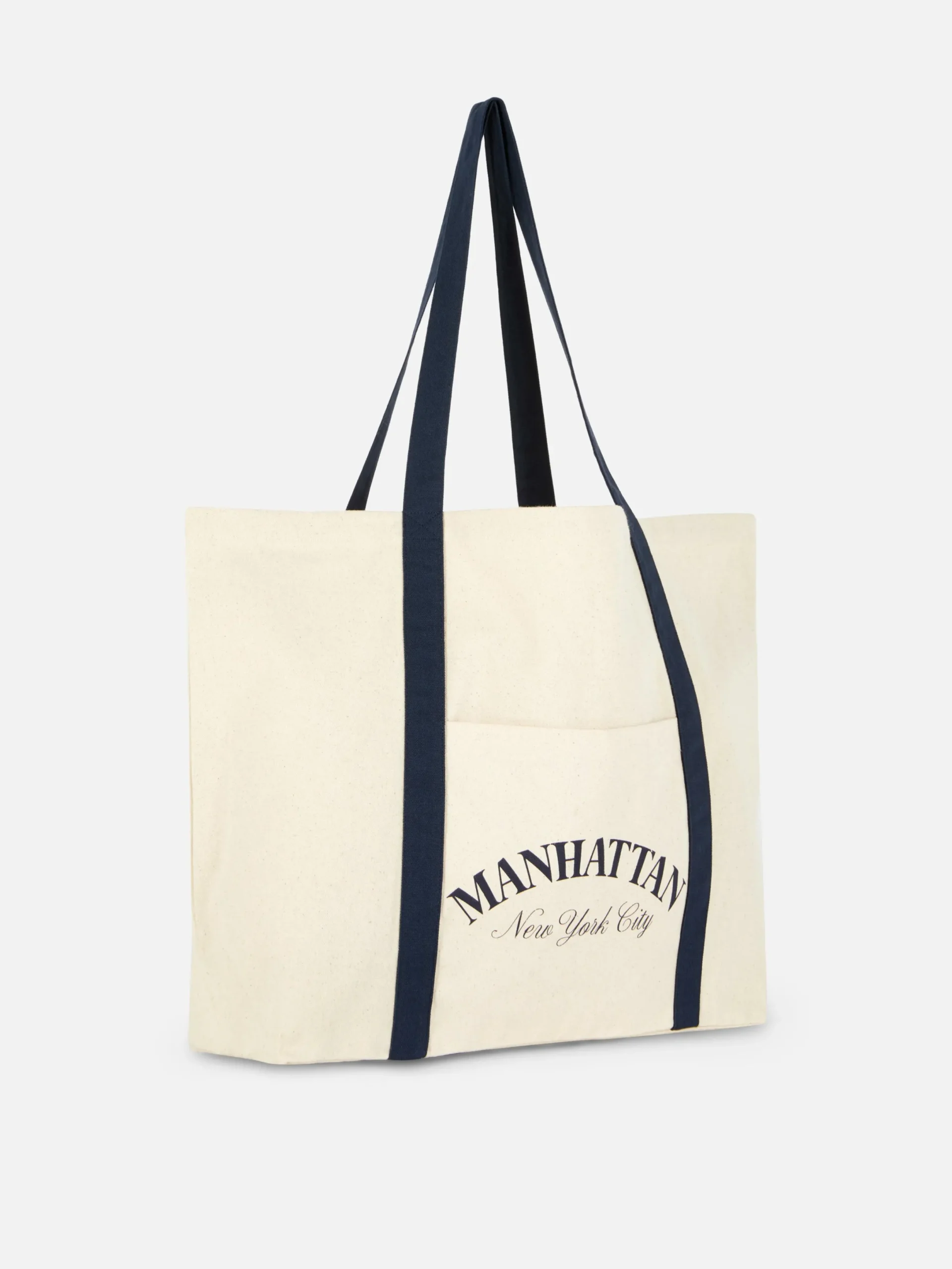 Taschen Und Portemonnaies|Primark „Manhattan“ Canvas-Tragetasche Im Oversized-Look Ecrufarben