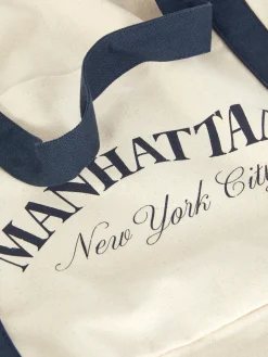 Taschen Und Portemonnaies|Primark „Manhattan“ Canvas-Tragetasche Im Oversized-Look Ecrufarben