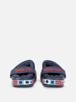 Sandalen Und Flipflops|Primark „Marvel Spider-Man“ Clogs Mit Kunstfell Marineblau