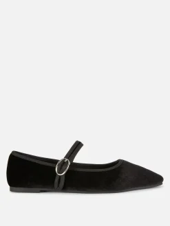 Flache Schuhe|Primark Mary Jane Ballerinas Aus Samt Schwarz