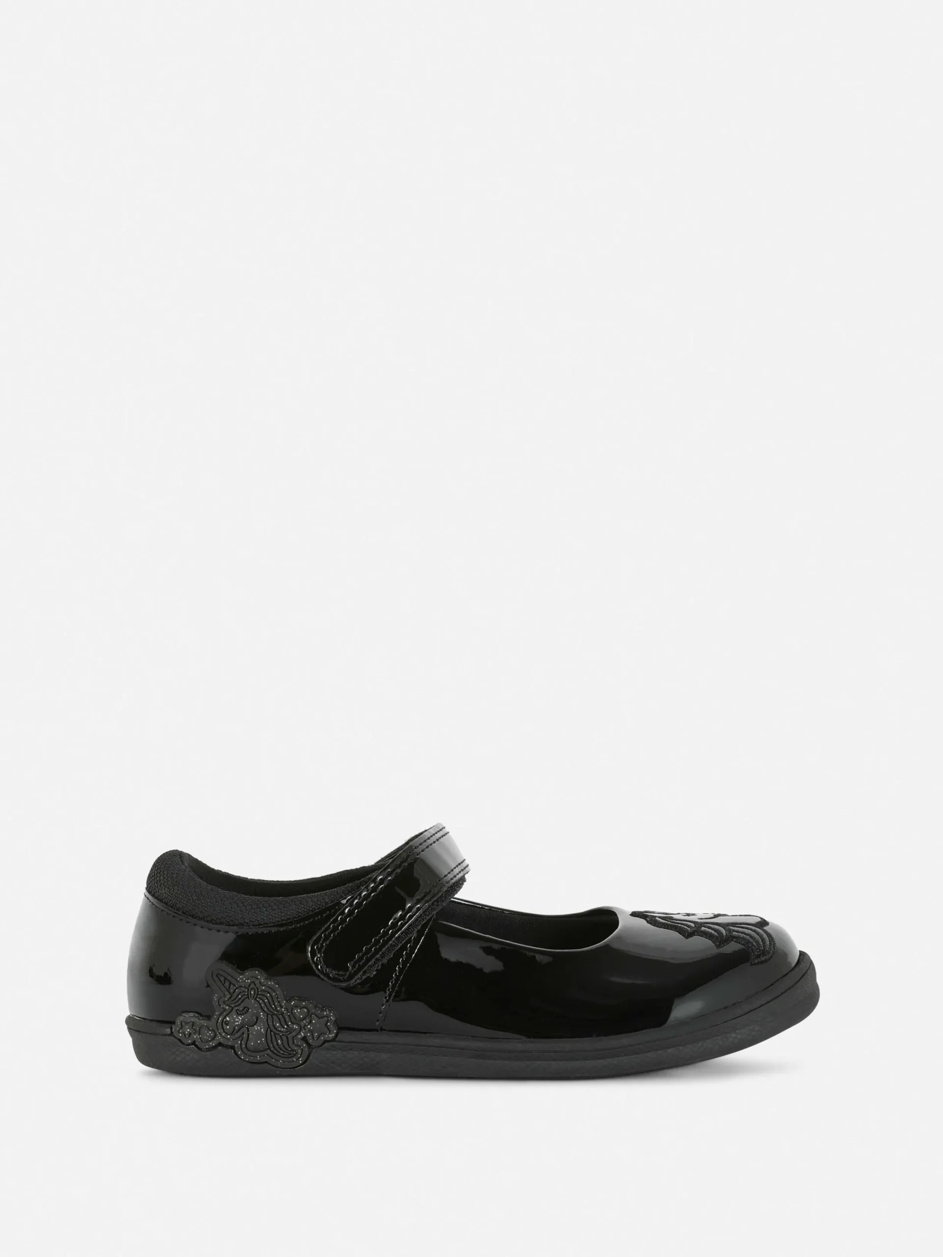 Flache Schuhe|Primark Mary Janes In Lack-Optik Mit Glitzerndem Einhorn Schwarz