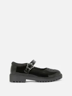 Flache Schuhe|Primark Mary Janes Mit Glitzerstern Schwarz