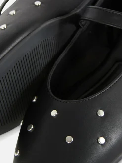 Flache Schuhe|Primark Mary Janes Mit Nieten Schwarz