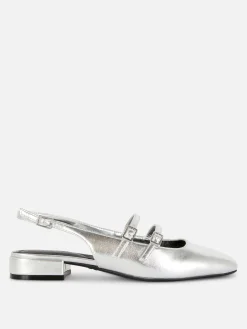Flache Schuhe|Primark Mary Janes Mit Slingback Und Doppeltem Riemchen Silber