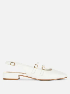 Flache Schuhe|Primark Mary Janes Mit Slingback Und Doppeltem Riemchen Weiß