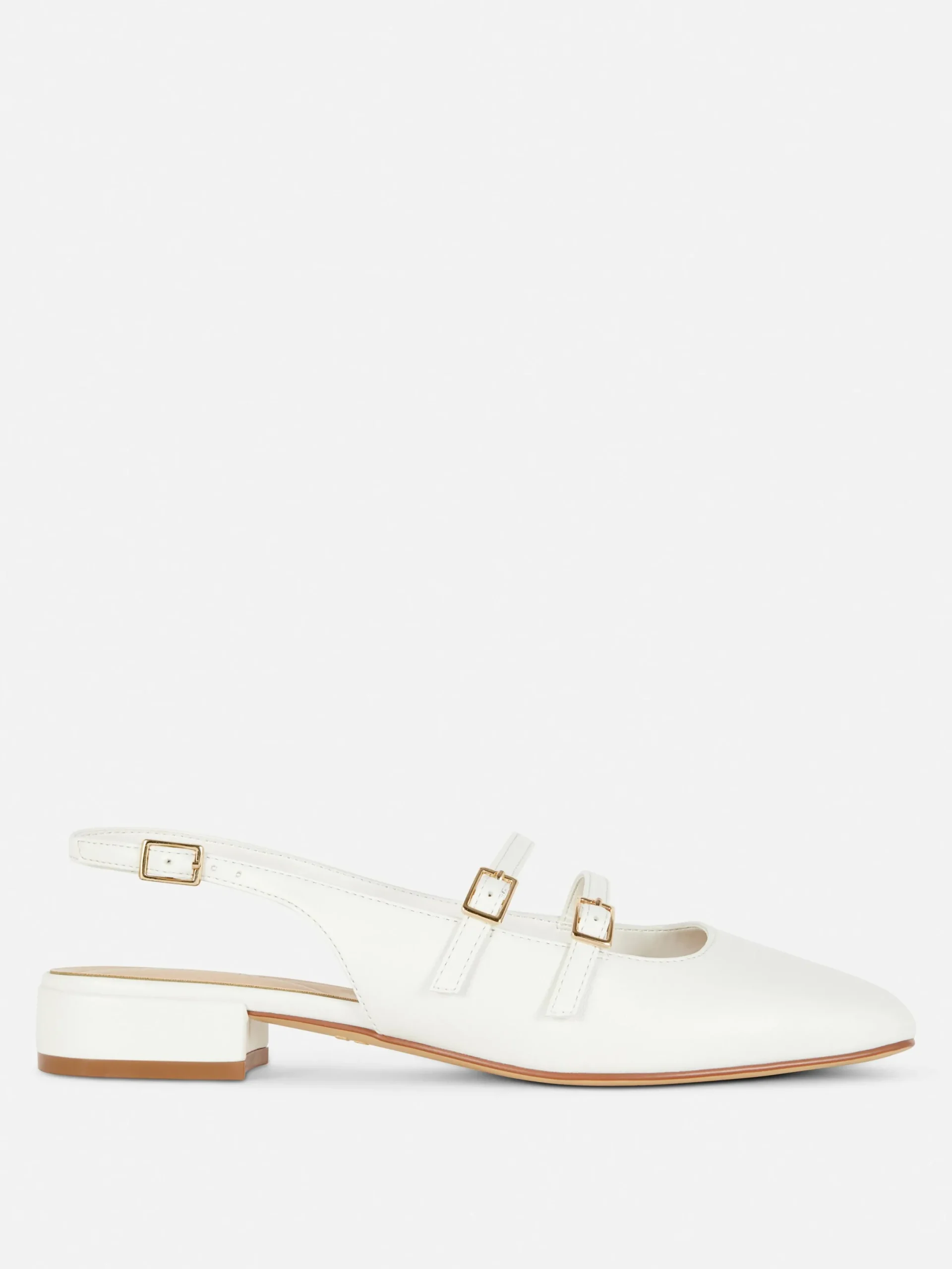 Flache Schuhe|Primark Mary Janes Mit Slingback Und Doppeltem Riemchen Weiß