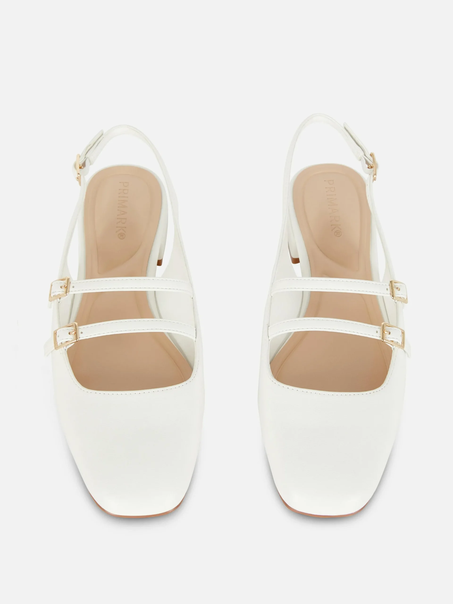 Flache Schuhe|Primark Mary Janes Mit Slingback Und Doppeltem Riemchen Weiß