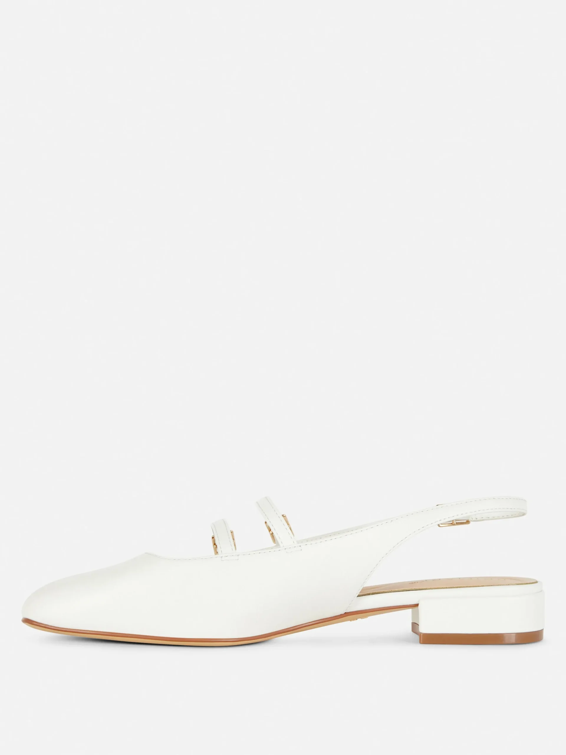 Flache Schuhe|Primark Mary Janes Mit Slingback Und Doppeltem Riemchen Weiß
