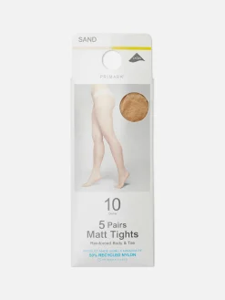 Strumpfhosen|Primark Matte Strumpfhose, 10 Den, 5er-Pack Sandfarben