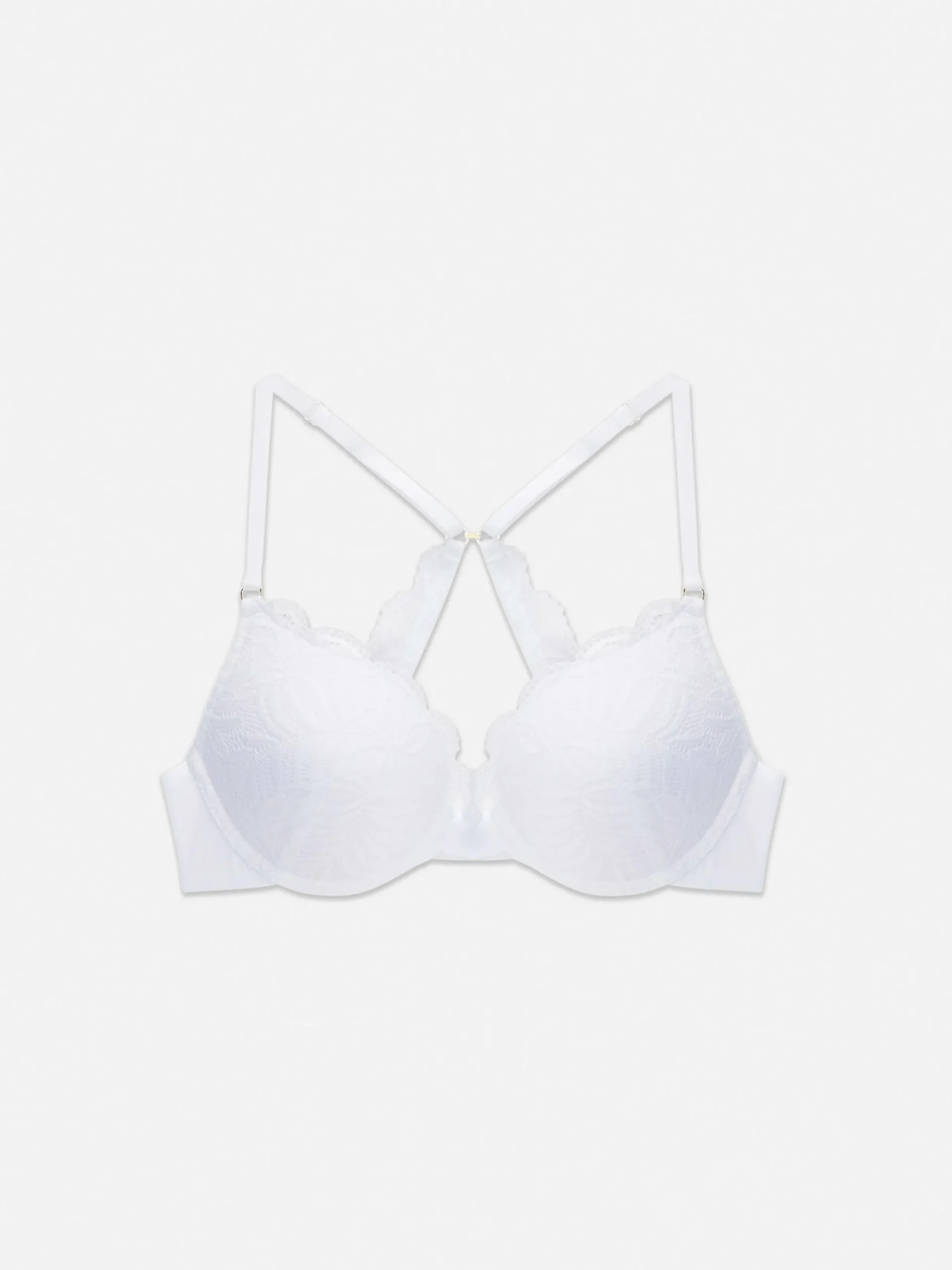 Bhs|Primark Maximizer-BH Mit Spitze Und Racerback Weiß
