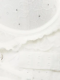 Dessous-Sets|Primark Maximizer-BH Und Tanga Mit Strasssteinen Und Spitze Weiß