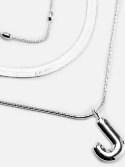 Schmuck|Primark Mehrlagige Halskette Mit Gesteppter Initiale Weiß