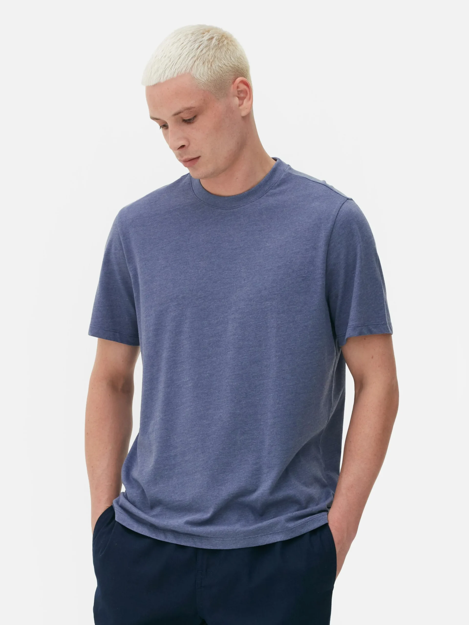 Tops Und T-Shirts|Primark Meliertes Regular-Fit T-Shirt Blau