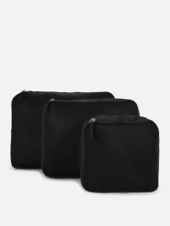 Reiseaccessoires|Primark Mesh-Verpackungswürfel, 3er-Pack Schwarz