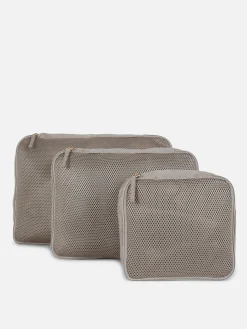 Reiseaccessoires|Primark Mesh-Verpackungswürfel, 3er-Pack Beige
