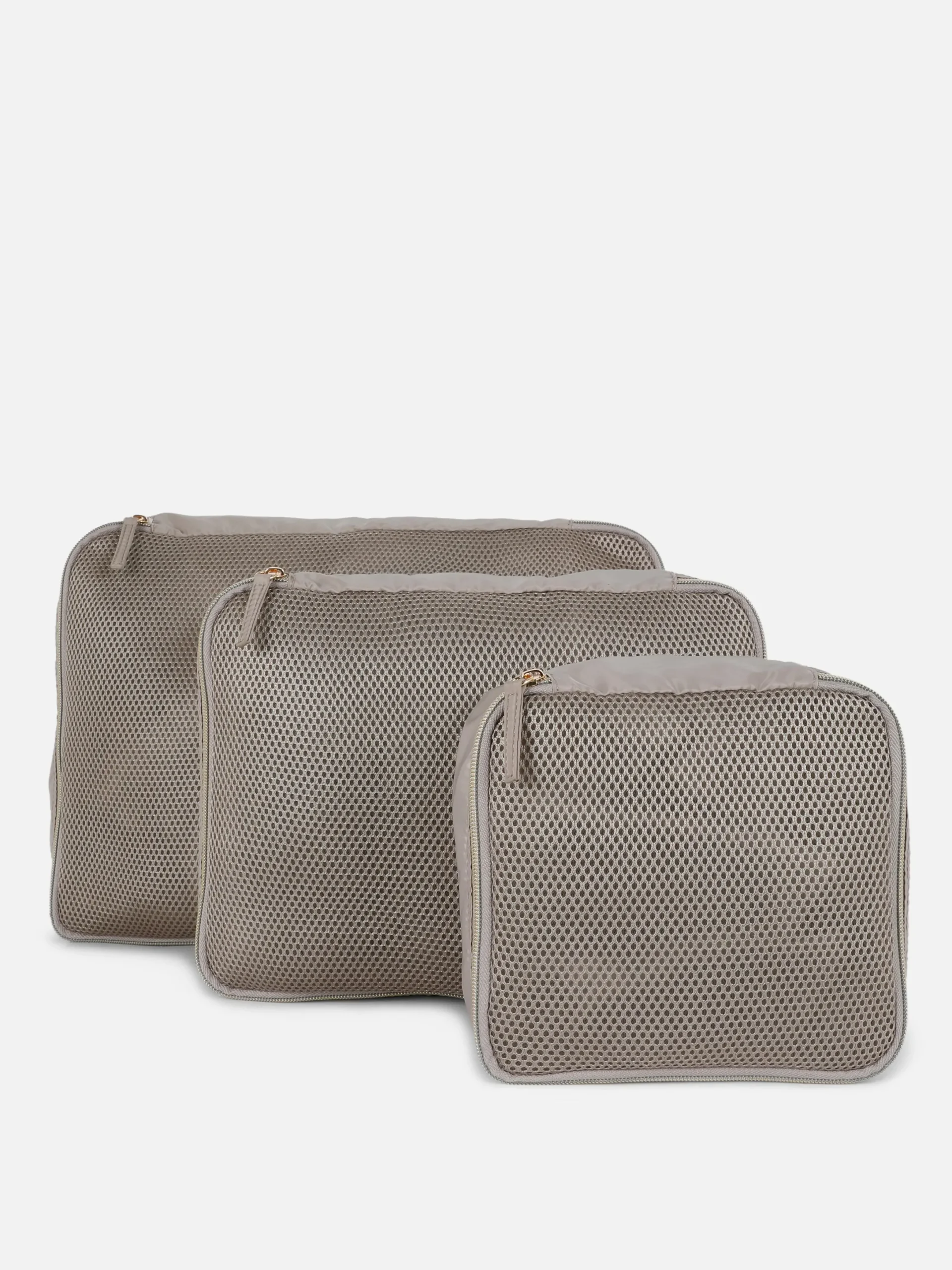 Reiseaccessoires|Primark Mesh-Verpackungswürfel, 3er-Pack Beige