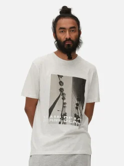 Tops Und T-Shirts|Primark „Miami Beach“ T-Shirt Hellgrau