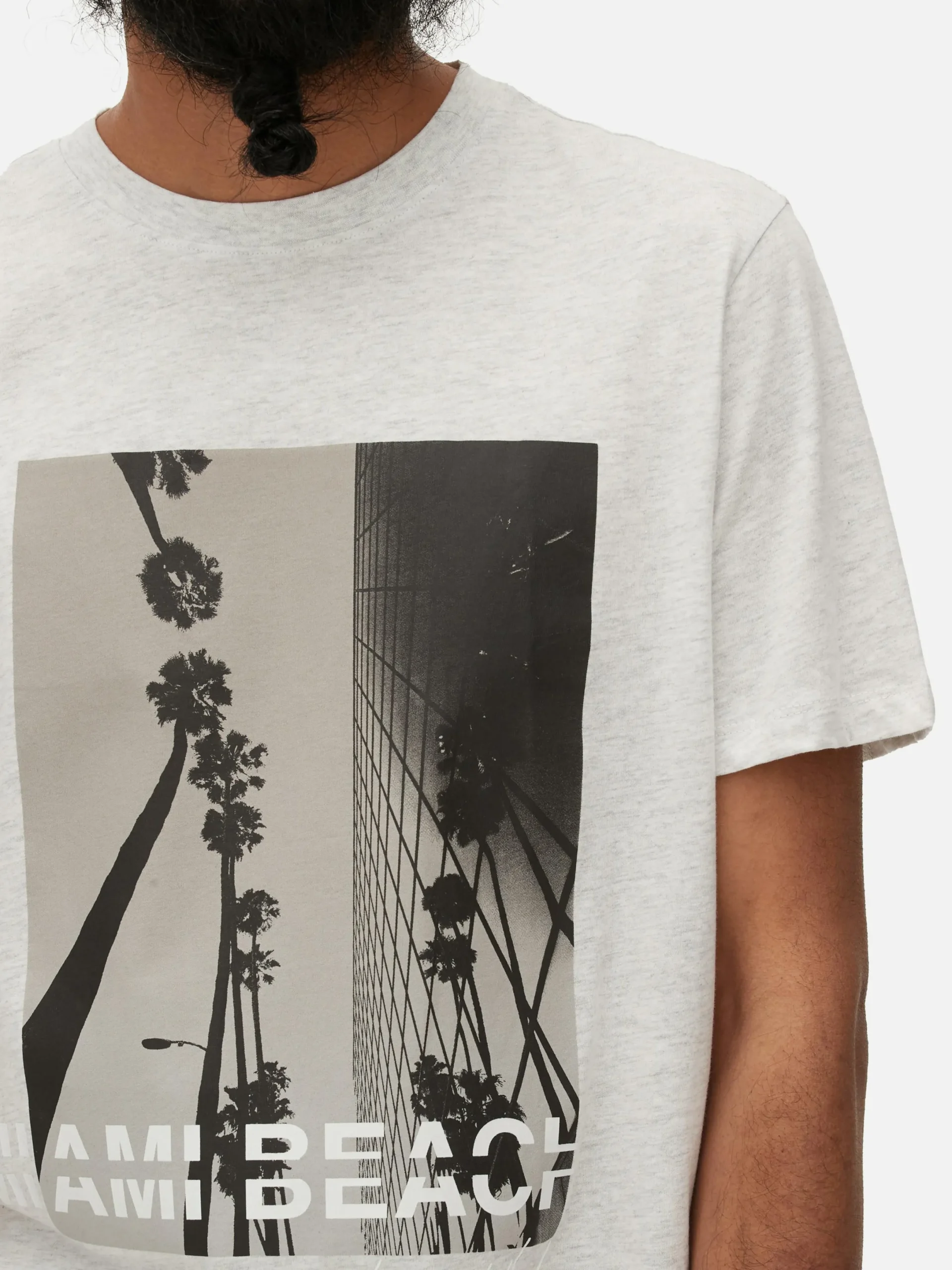 Tops Und T-Shirts|Primark „Miami Beach“ T-Shirt Hellgrau
