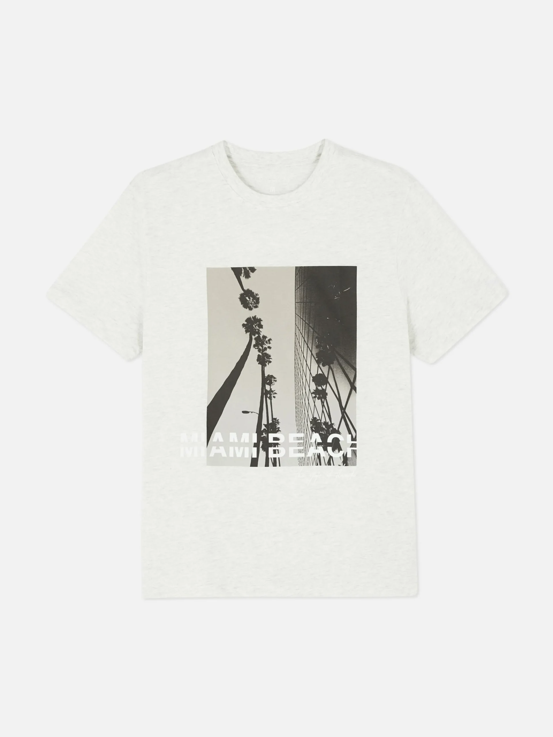 Tops Und T-Shirts|Primark „Miami Beach“ T-Shirt Hellgrau