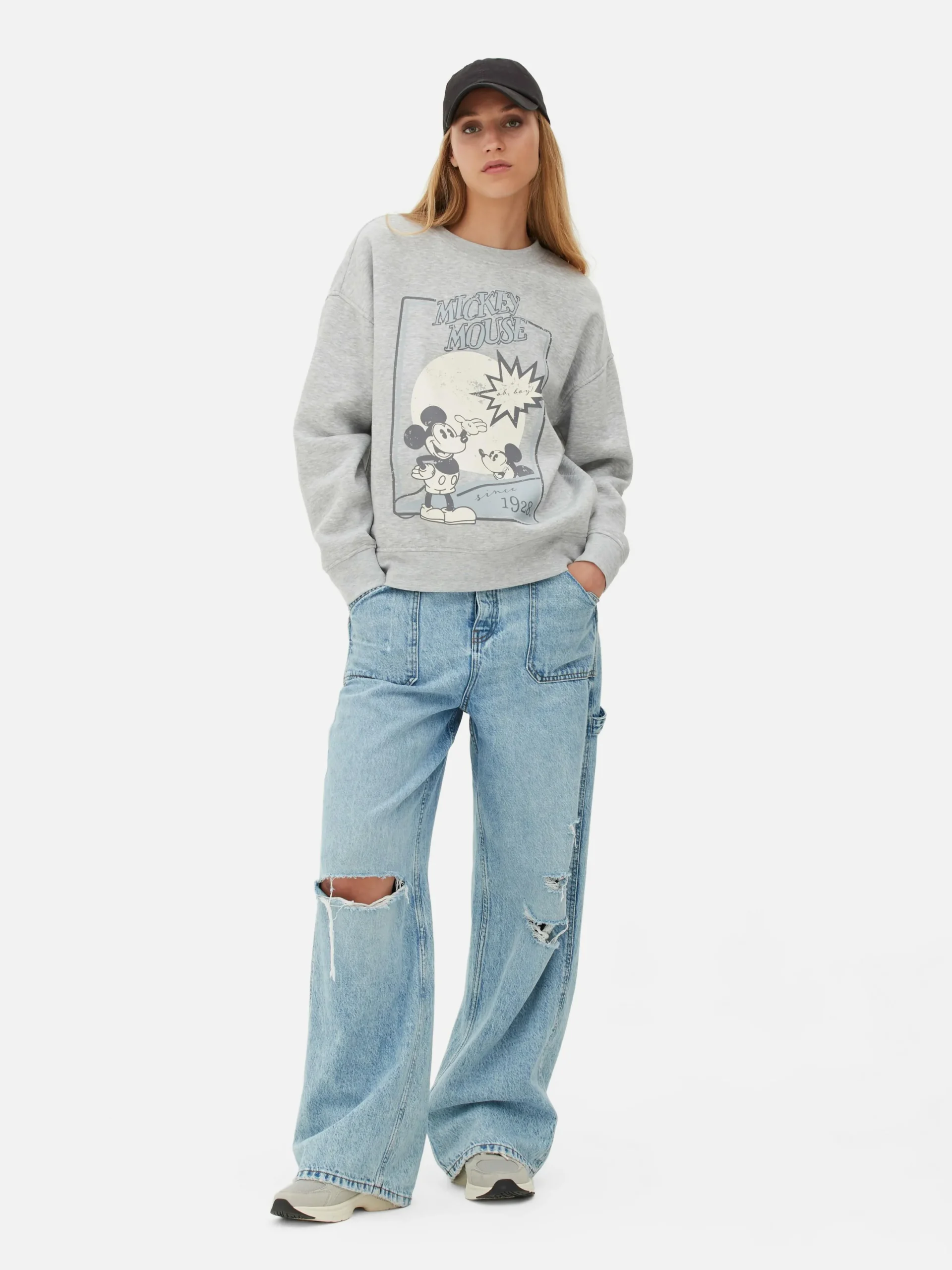 Hoodies Und Sweatshirts|Primark „Micky Maus“ Sweatshirt Mit Skizzen-Print Grau