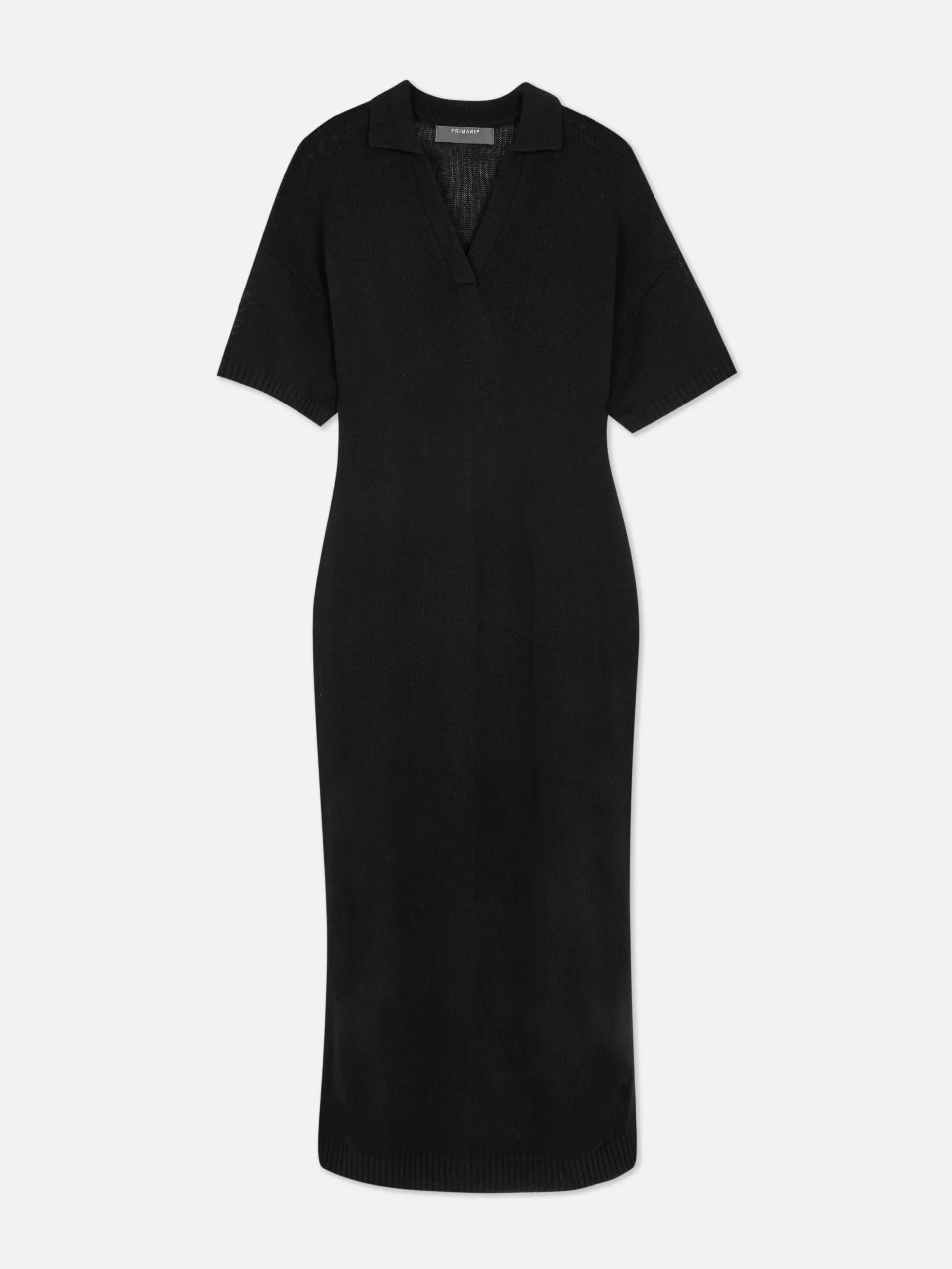 Kleider|Primark Midikleid Mit V-Ausschnitt Und Kragen Schwarz