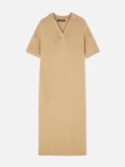 Kleider|Primark Midikleid Mit V-Ausschnitt Und Kragen Beige