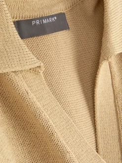Kleider|Primark Midikleid Mit V-Ausschnitt Und Kragen Beige