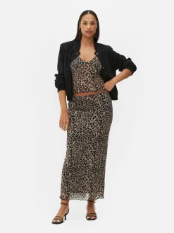 Röcke|Primark Midirock Mit Leopardenmuster Und Netzstofflagen Multi