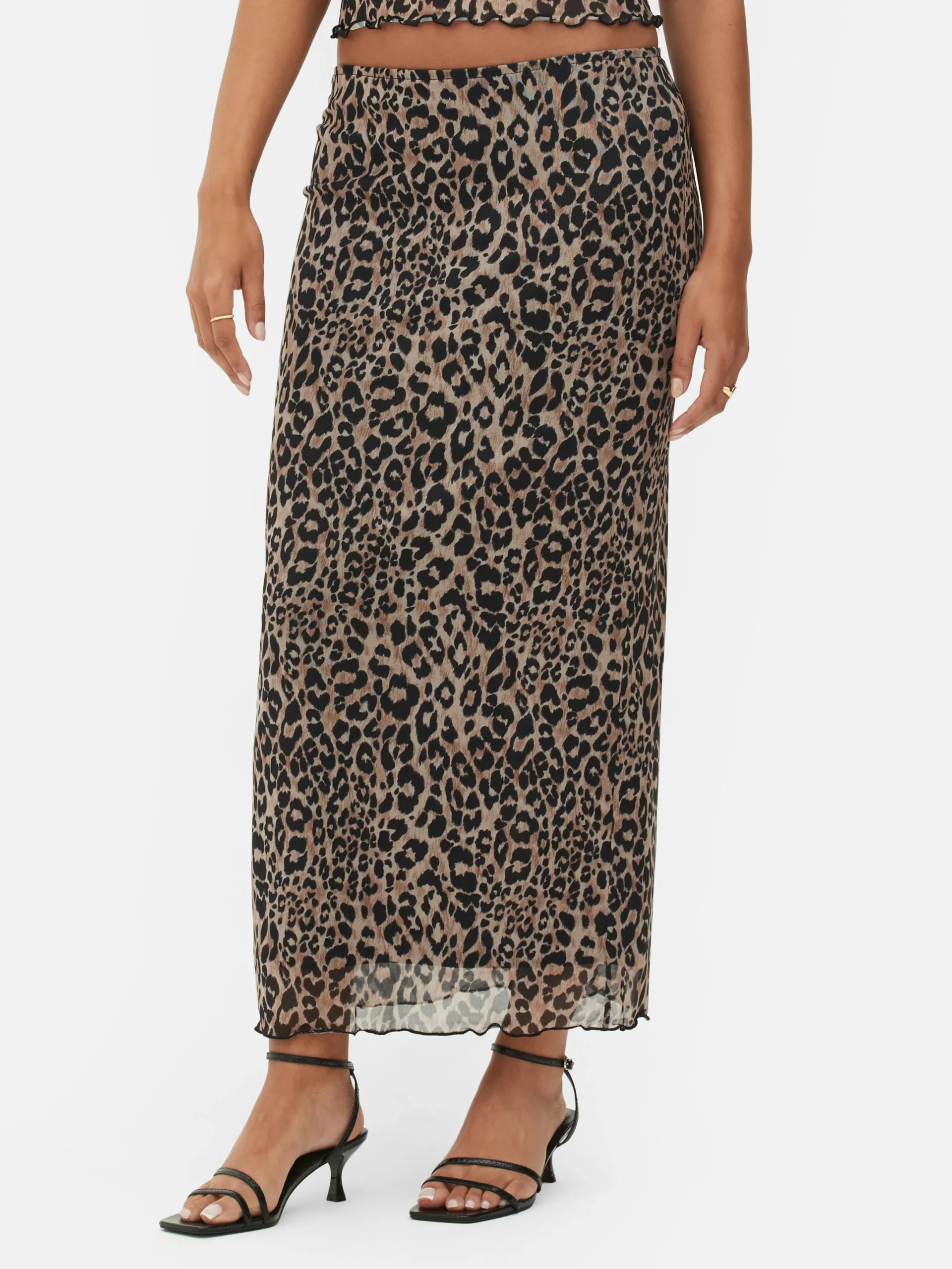 Röcke|Primark Midirock Mit Leopardenmuster Und Netzstofflagen Multi