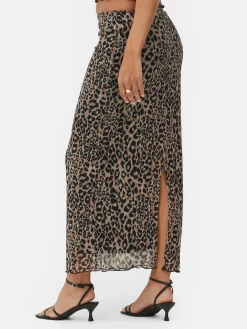 Röcke|Primark Midirock Mit Leopardenmuster Und Netzstofflagen Multi