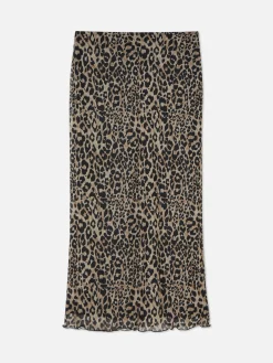 Röcke|Primark Midirock Mit Leopardenmuster Und Netzstofflagen Multi