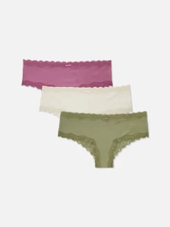 Slips|Primark Mikrofaser-Hüftslips Mit Spitzenbesatz, 3er-Pack Dunkelgrün