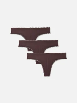 Slips|Primark Mikrofaser-Tangas Mit Spitzenbesatz, 3er-Pack Feige
