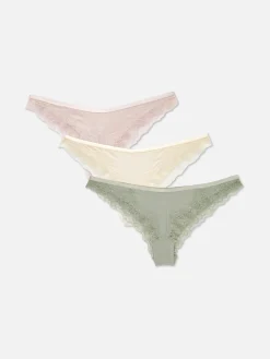 Slips|Primark Mikrofaser-Tangas Mit Spitzenbesatz, 3er-Pack Hellgrün