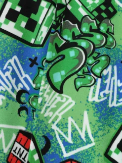 Schlafanzüge Und Nachtwäsche|Primark „Minecraft“ Schlafanzug Aus T-Shirt Und Hose Mit Graffiti-Print Blau