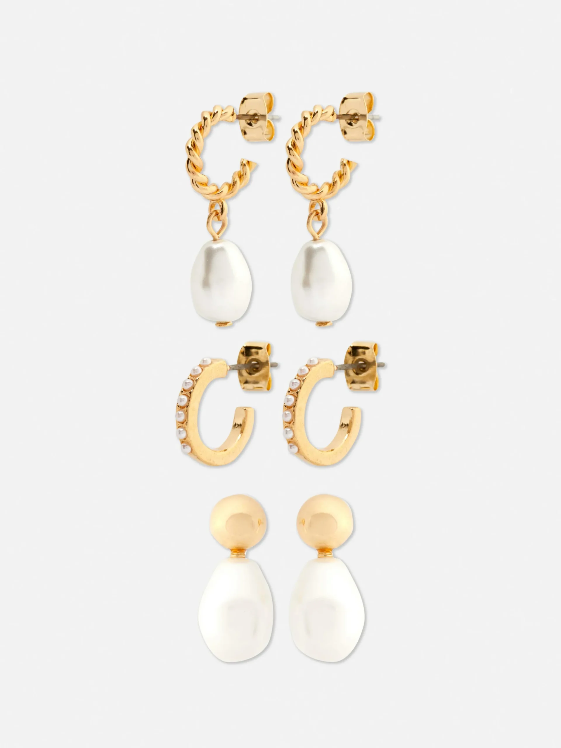 Schmuck|Primark Mini-Creolen Mit Kunstperlen, 3er-Pack Gelb