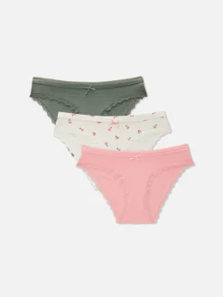 Slips|Primark Minislips Mit Spitzenbesatz, 3er-Pack Korallenrot