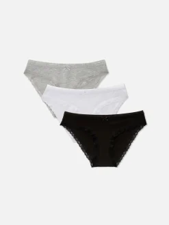 Slips|Primark Minislips Mit Spitzenbesatz, 3er-Pack Schwarz/Weiß