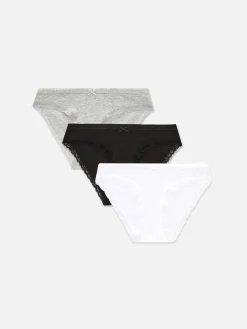 Slips|Primark Minislips Mit Spitzenbesatz, 3er-Pack Schwarz/Weiß