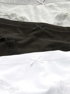 Slips|Primark Minislips Mit Spitzenbesatz, 3er-Pack Schwarz/Weiß