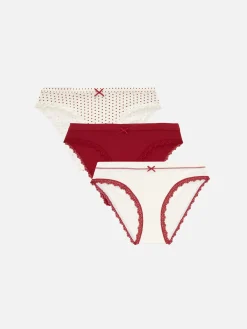 Slips|Primark Minislips Mit Spitzenbesatz, 3er-Pack Dunkelrot