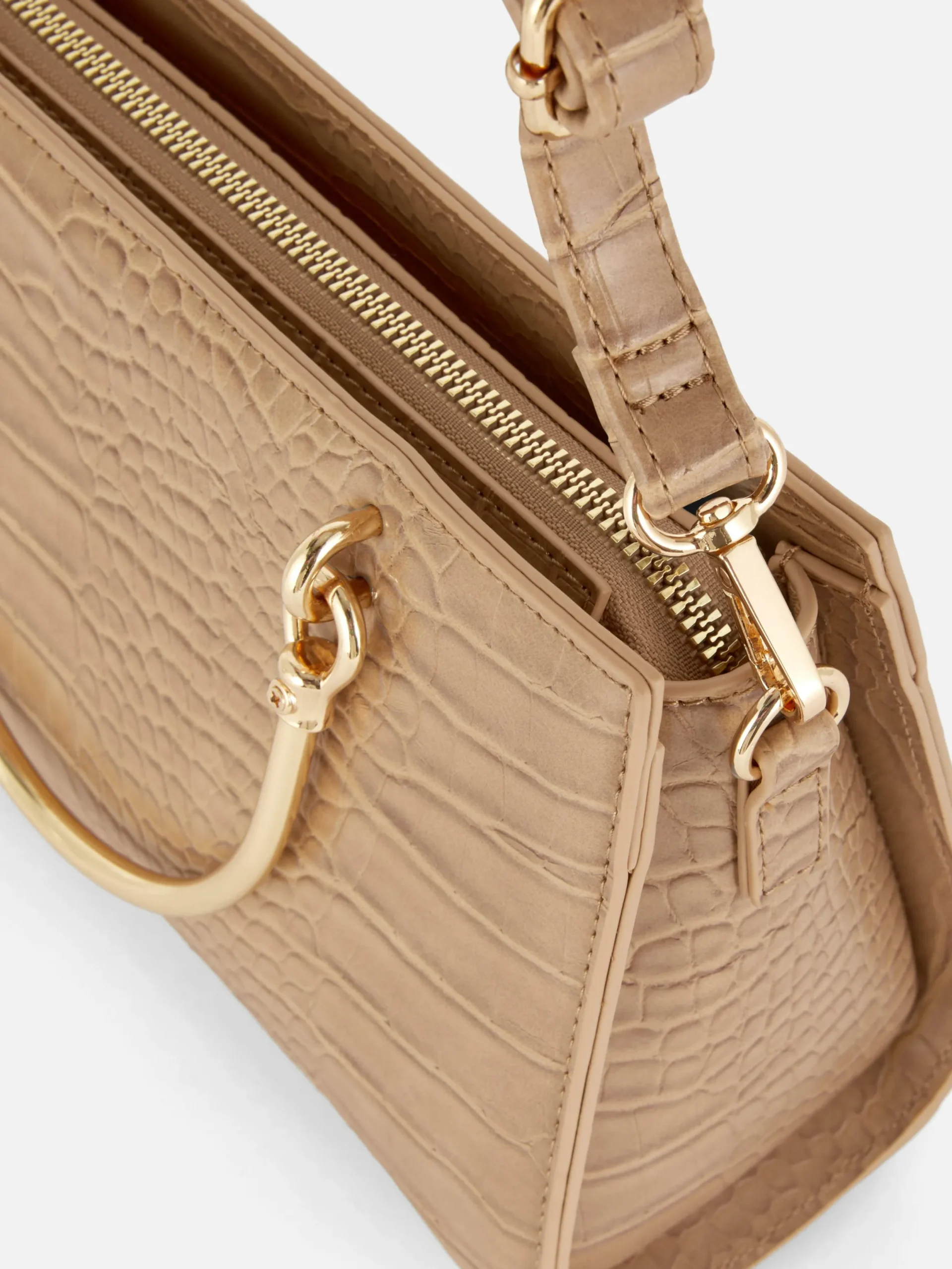 Taschen Und Portemonnaies|Primark Mini-Tragetasche In Kroko-Optik Kamelbraun