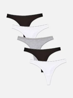 Slips|Primark Modische Stretch-Tangas, 5er-Pack Schwarz