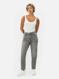 Denim|Jeans|Primark Mom-Jeans Aus Denim Grau