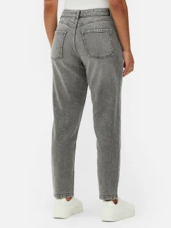 Denim|Jeans|Primark Mom-Jeans Aus Denim Grau