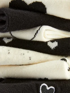 Socken|Primark Monochrome Sneakersocken Mit Herzmotiv, 7er-Pack Schwarz/Weiß