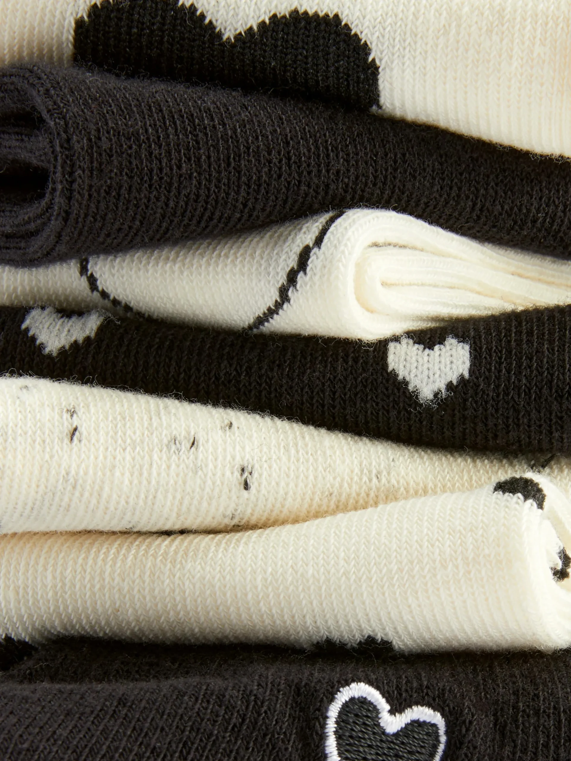Socken|Primark Monochrome Sneakersocken Mit Herzmotiv, 7er-Pack Schwarz/Weiß