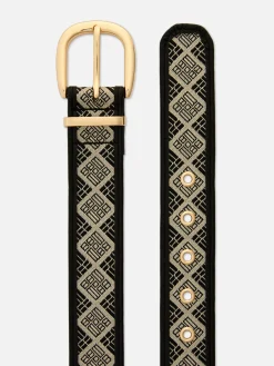 Gürtel|Primark Monogramm-Gürtel Mit Runder Schnalle Schwarz/Weiß